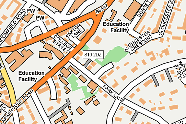 S10 2DZ map - OS OpenMap – Local (Ordnance Survey)
