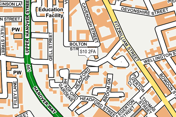 S10 2FA map - OS OpenMap – Local (Ordnance Survey)