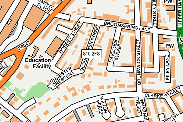 S10 2FS map - OS OpenMap – Local (Ordnance Survey)