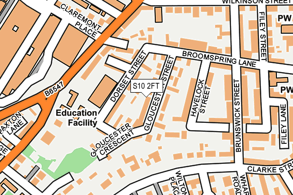 S10 2FT map - OS OpenMap – Local (Ordnance Survey)