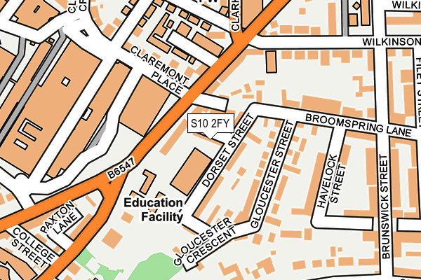 S10 2FY map - OS OpenMap – Local (Ordnance Survey)