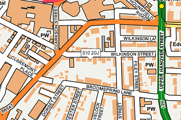 S10 2GJ map - OS OpenMap – Local (Ordnance Survey)