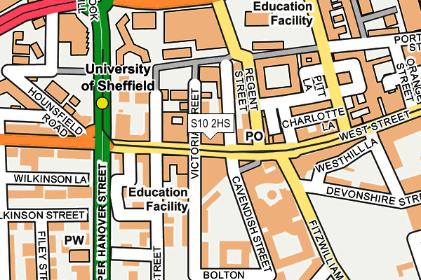 S10 2HS map - OS OpenMap – Local (Ordnance Survey)