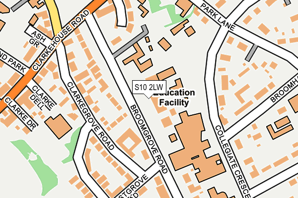 S10 2LW map - OS OpenMap – Local (Ordnance Survey)