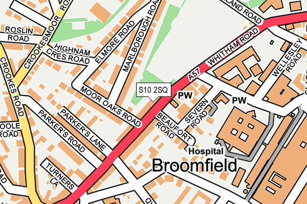 S10 2SQ map - OS OpenMap – Local (Ordnance Survey)