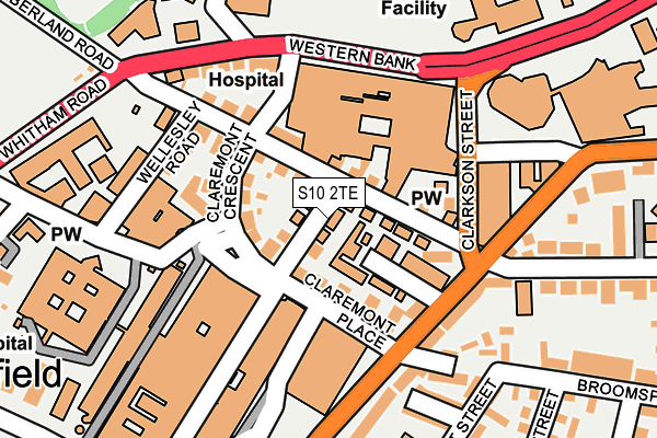 S10 2TE map - OS OpenMap – Local (Ordnance Survey)