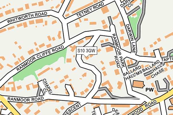 S10 3GW map - OS OpenMap – Local (Ordnance Survey)