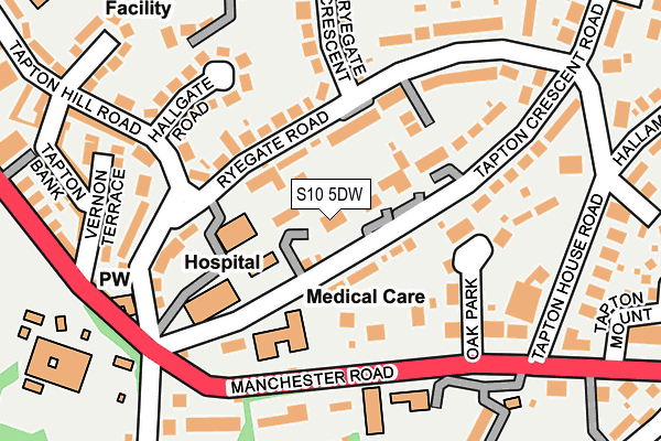 S10 5DW map - OS OpenMap – Local (Ordnance Survey)