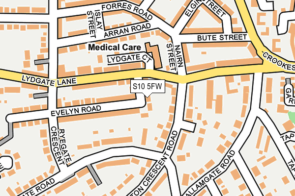 S10 5FW map - OS OpenMap – Local (Ordnance Survey)