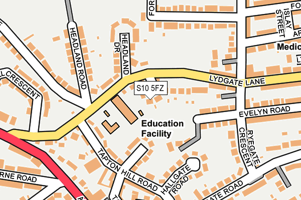 S10 5FZ map - OS OpenMap – Local (Ordnance Survey)