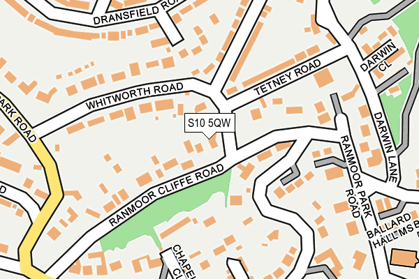 S10 5QW map - OS OpenMap – Local (Ordnance Survey)