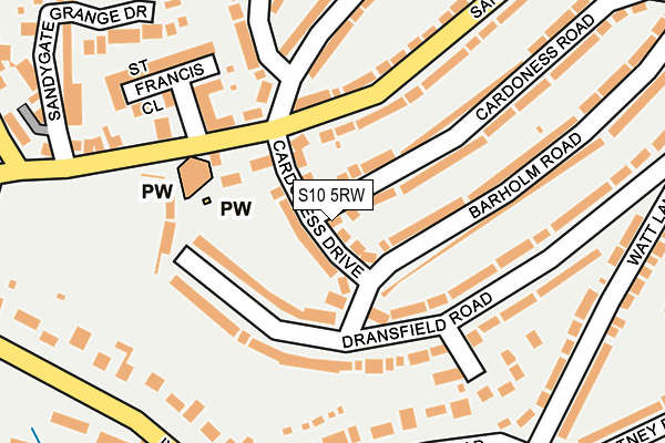 S10 5RW map - OS OpenMap – Local (Ordnance Survey)