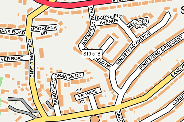 S10 5TB map - OS OpenMap – Local (Ordnance Survey)
