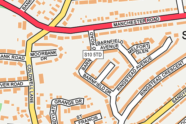 S10 5TD map - OS OpenMap – Local (Ordnance Survey)