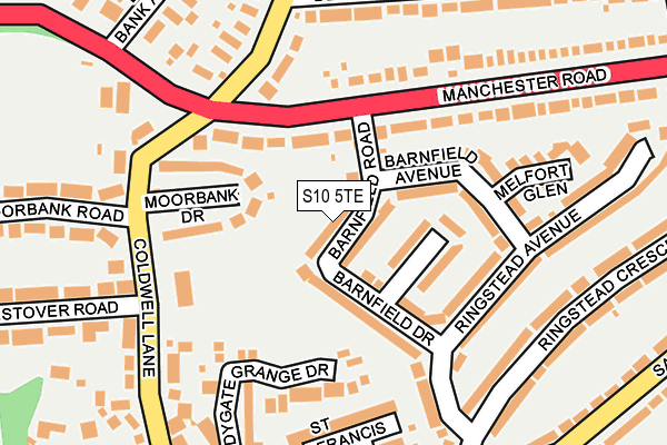 S10 5TE map - OS OpenMap – Local (Ordnance Survey)