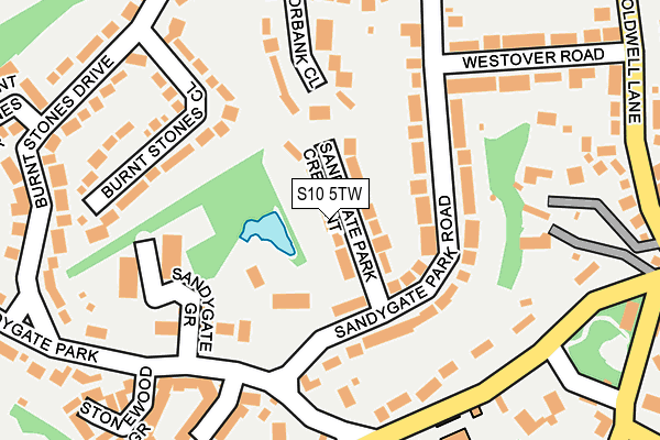 S10 5TW map - OS OpenMap – Local (Ordnance Survey)
