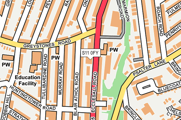 S11 0FY map - OS OpenMap – Local (Ordnance Survey)