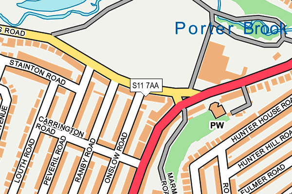 S11 7AA map - OS OpenMap – Local (Ordnance Survey)