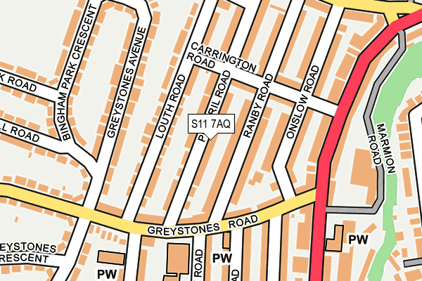 S11 7AQ map - OS OpenMap – Local (Ordnance Survey)