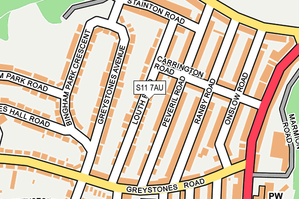 S11 7AU map - OS OpenMap – Local (Ordnance Survey)