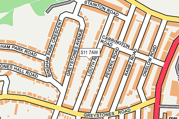 S11 7AW map - OS OpenMap – Local (Ordnance Survey)