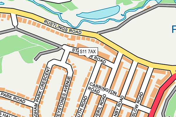 S11 7AX map - OS OpenMap – Local (Ordnance Survey)