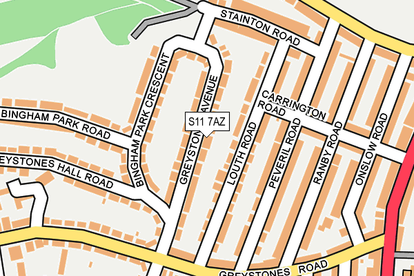 S11 7AZ map - OS OpenMap – Local (Ordnance Survey)