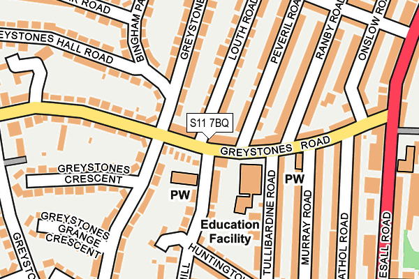 S11 7BQ map - OS OpenMap – Local (Ordnance Survey)
