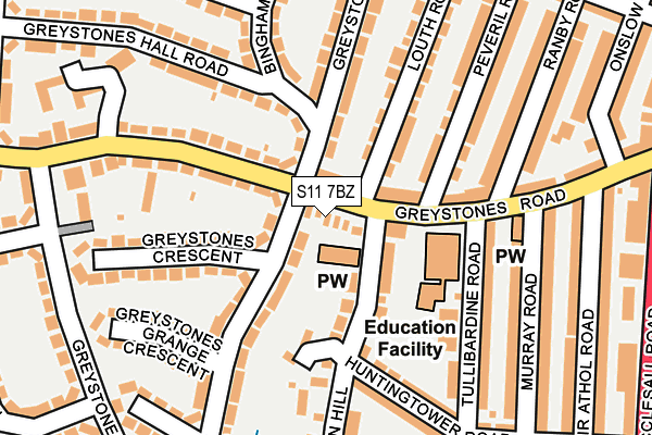 S11 7BZ map - OS OpenMap – Local (Ordnance Survey)