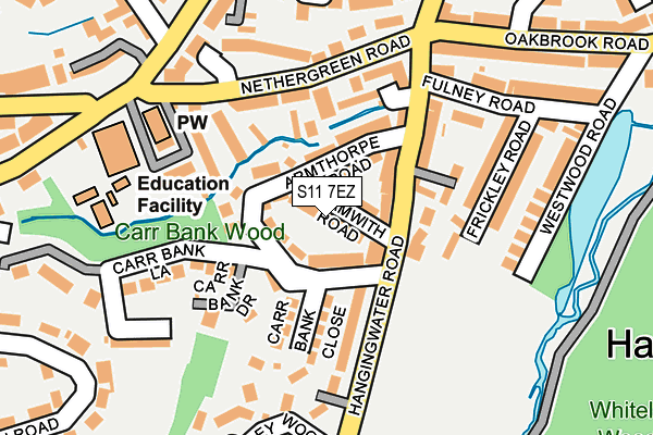 S11 7EZ map - OS OpenMap – Local (Ordnance Survey)