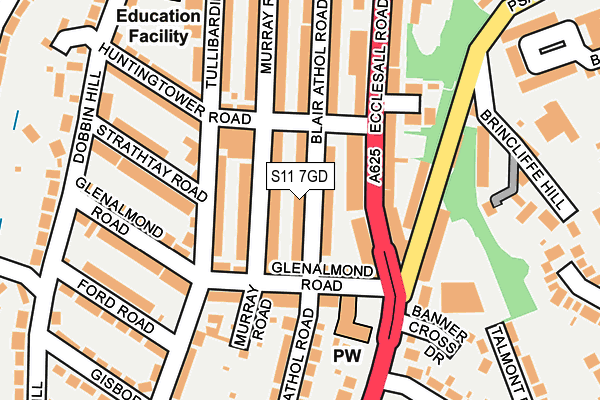 S11 7GD map - OS OpenMap – Local (Ordnance Survey)