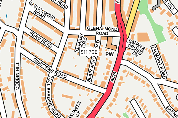 S11 7GE map - OS OpenMap – Local (Ordnance Survey)