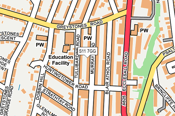S11 7GG map - OS OpenMap – Local (Ordnance Survey)