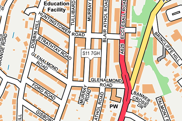 S11 7GH map - OS OpenMap – Local (Ordnance Survey)