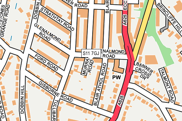 S11 7GJ map - OS OpenMap – Local (Ordnance Survey)