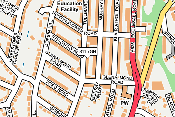 S11 7GN map - OS OpenMap – Local (Ordnance Survey)