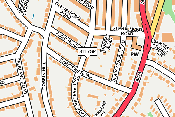 S11 7GP map - OS OpenMap – Local (Ordnance Survey)