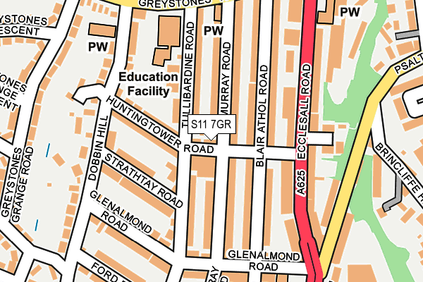 S11 7GR map - OS OpenMap – Local (Ordnance Survey)