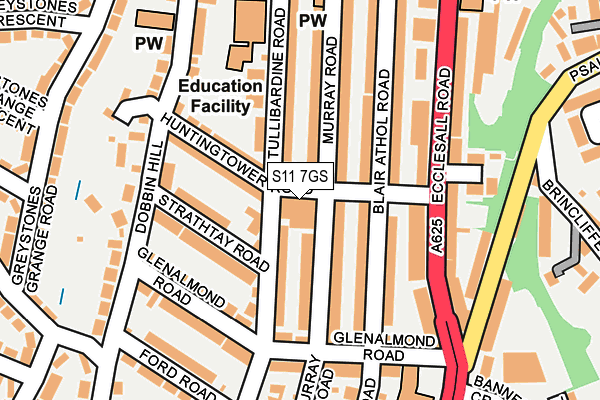 S11 7GS map - OS OpenMap – Local (Ordnance Survey)