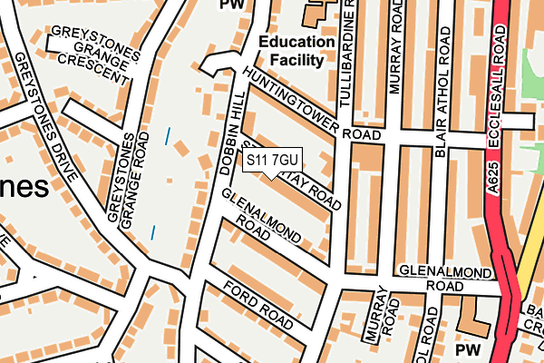 S11 7GU map - OS OpenMap – Local (Ordnance Survey)