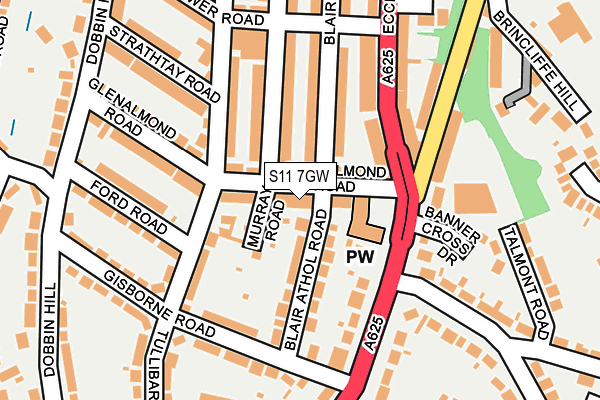 S11 7GW map - OS OpenMap – Local (Ordnance Survey)