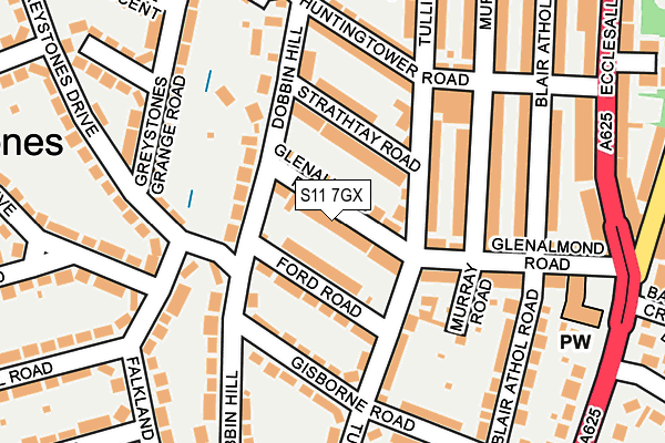 S11 7GX map - OS OpenMap – Local (Ordnance Survey)
