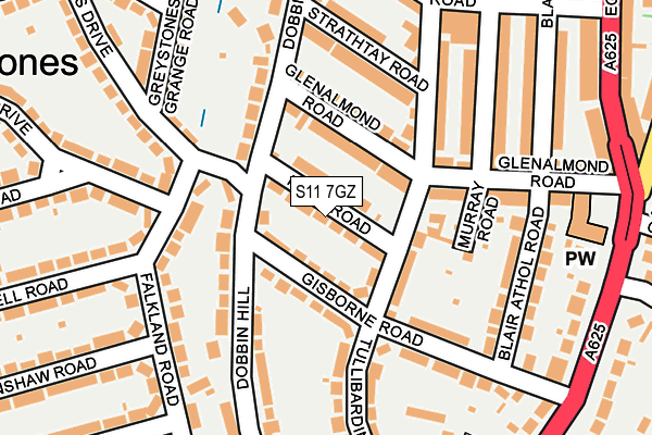S11 7GZ map - OS OpenMap – Local (Ordnance Survey)