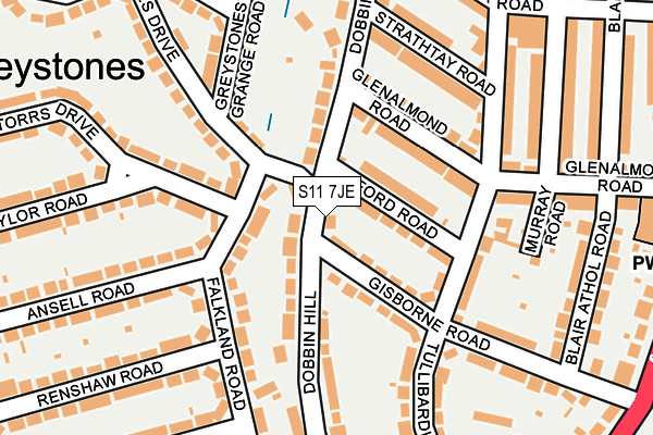 S11 7JE map - OS OpenMap – Local (Ordnance Survey)