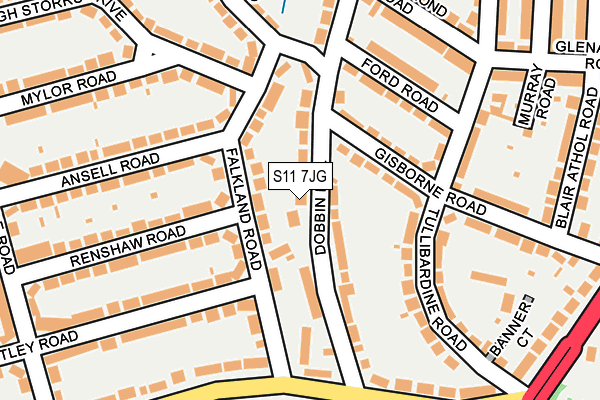 S11 7JG map - OS OpenMap – Local (Ordnance Survey)
