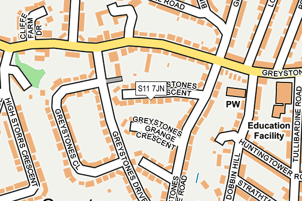 S11 7JN map - OS OpenMap – Local (Ordnance Survey)