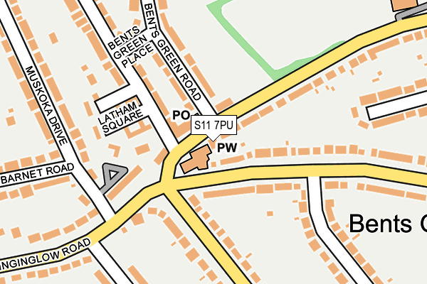 S11 7PU map - OS OpenMap – Local (Ordnance Survey)