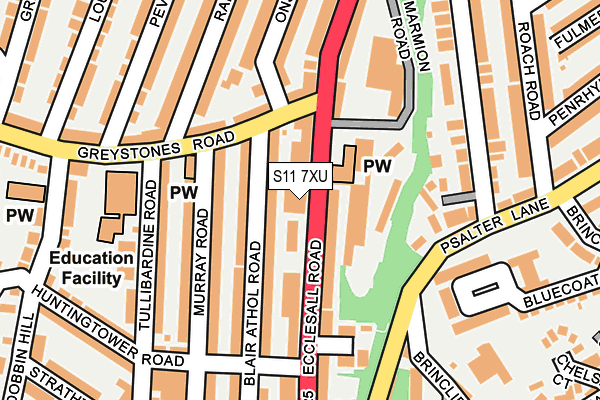 S11 7XU map - OS OpenMap – Local (Ordnance Survey)