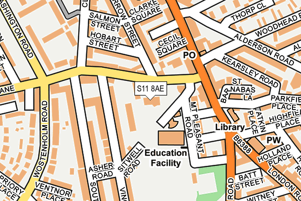 S11 8AE map - OS OpenMap – Local (Ordnance Survey)