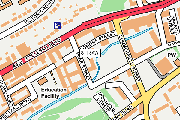 S11 8AW map - OS OpenMap – Local (Ordnance Survey)